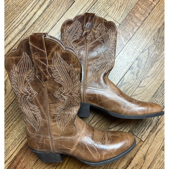 Ariat Heritage R Toe Stretch Fit Cowgirl Boots Women's Size 10 Dark Tan Western